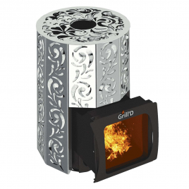 Дровяная банная печь GrillD Violet Steel Short Window Max Pro, камень 100 кг