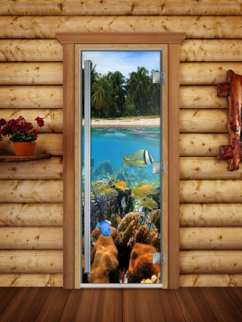 Дверь для сауны DoorWood Престиж А067 с фотопечатью, 80х200, коробка ольха