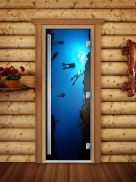 Дверь для сауны DoorWood Престиж А069 с фотопечатью, 80х200, коробка ольха